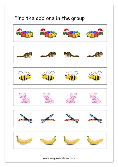 odd one out worksheet for nursery